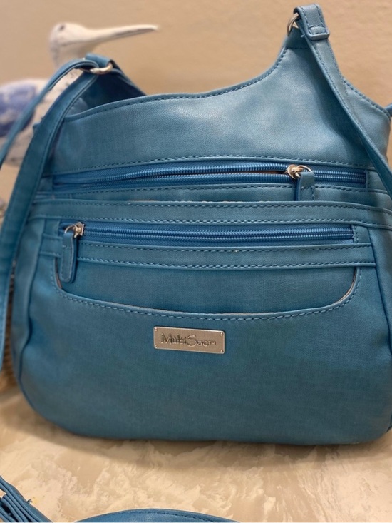 Multisac Handbags - Multi Sac  Teal Blue Shoulder Bag with Front Zip Pockets